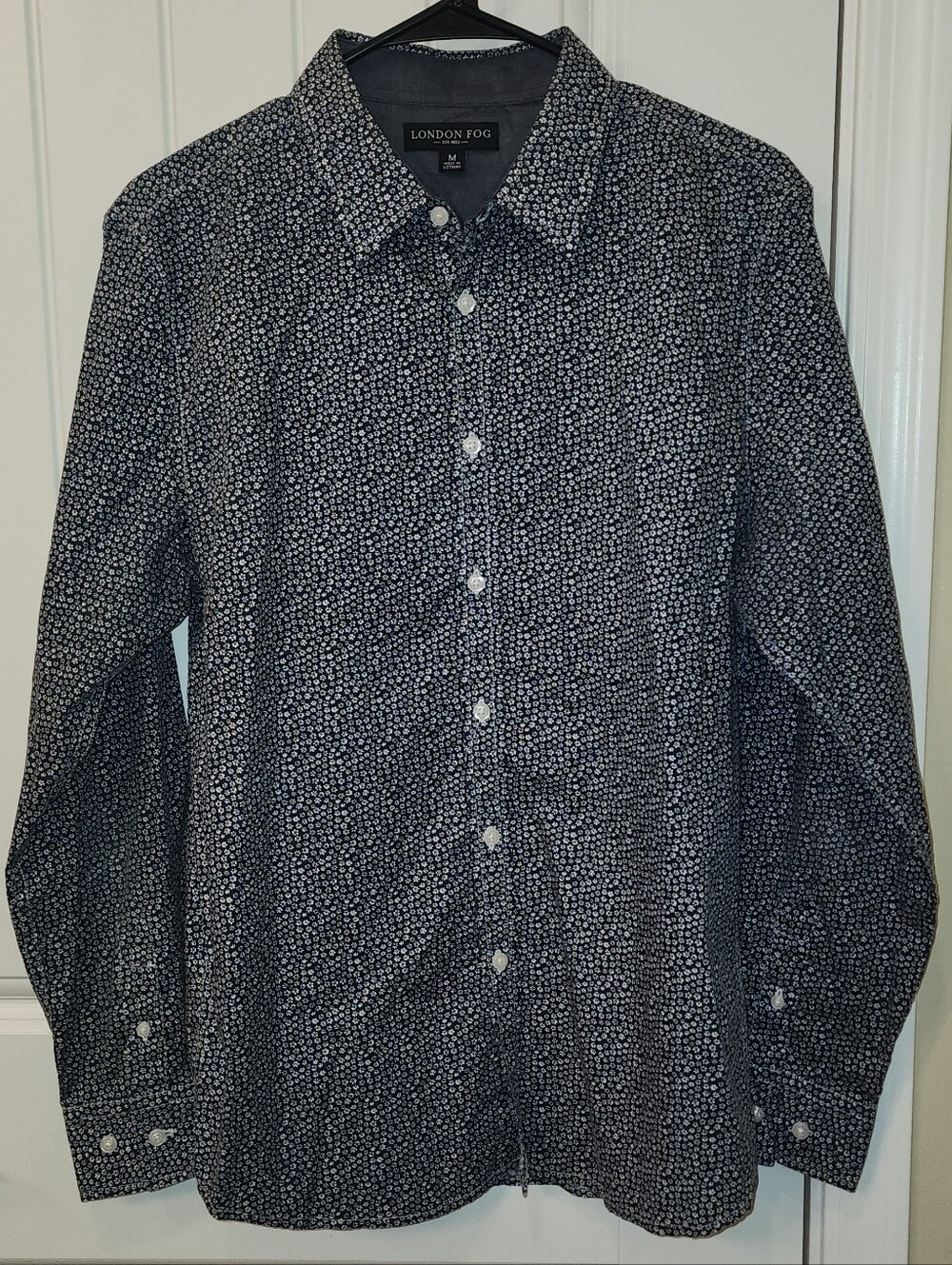 London Fog Men's Floral Micro-PrintButton-Down Shirt - Size M